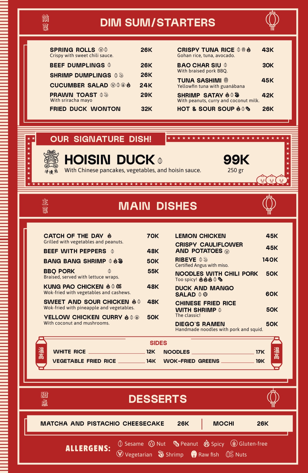 Menu Pato Pekin