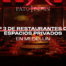 Hero banner announcing 'Top 3 de restaurantes con espacios privados en Medellín' over a red-lit dining room with a long table set for a meal.